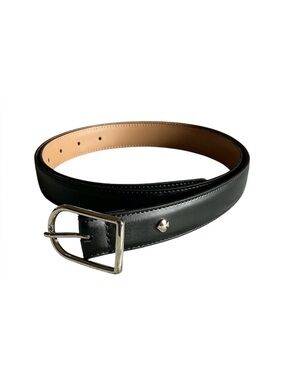 KATE SPADE Classic Black Leather womens Belt with Silver Buckle